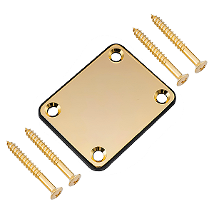 Neck Plate Dourado Com Protetor Para Guitarra E Contra Baixo