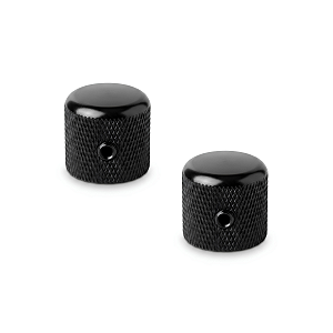 Kit 02 Knob Preto De Alumínio P/ Guitarra E Baixo Com Parafuso Padrão Imperial CTS 6,35mm