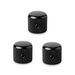 Kit 03 Knob Preto De Alumínio P/ Guitarra E Baixo Com Parafuso Padrão Imperial CTS 6,35mm
