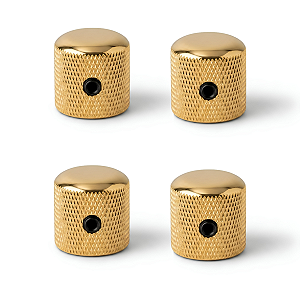 Kit 04 Knob Dourado De Alumínio P/ Guitarra E Baixo Com Parafuso Padrão Imperial CTS 6,35mm