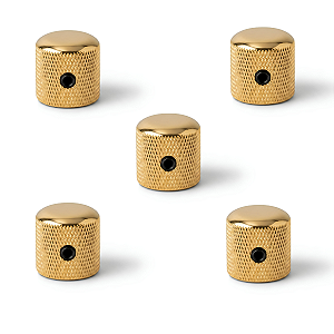 Kit 05 Knob Dourado De Alumínio P/ Guitarra E Baixo Com Parafuso Padrão Imperial CTS 6,35mm