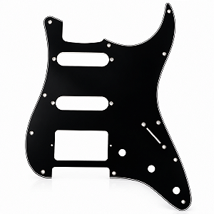 Escudo Preto Para Guitarra Strato SSH 11 Furos 3 Camadas
