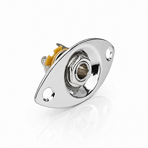 Jack Plate Oval  Cromado, Conector P10 P/ Guitarra Baixo