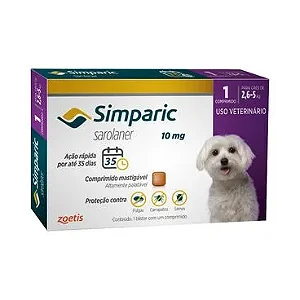 Antipulgas Zoetis Simparic 10 mg para Cães 2,6 a 5 Kg