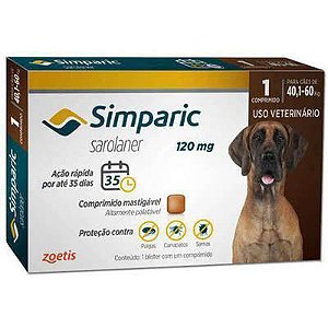 Antipulgas Zoetis Simparic 120 mg para Cães 40,1 á 60 Kg