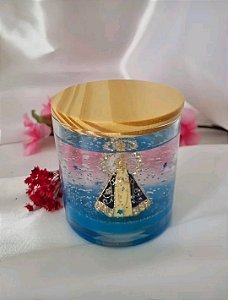 Vela Aromática Nossa Senhora Aparecida – 180g | Parafina em Gel | Pote de Vidro