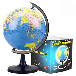 Globo Terrestre Mapa Mundi Giratório em Português 22cm x 14cm