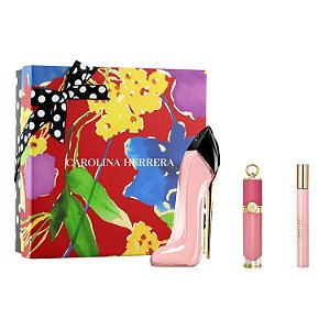 Coffret Good Girl Blush Carolina Herrera Perfume Feminino 80ml EDP + Travel Size + Blush Rose Jasmine
