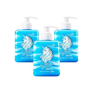 Kit 3 Hidratante Corporal Iluminador Blow Unicorn Gel, Creme e Glitter 320ml - Blow Girl