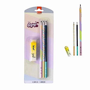 Kit de Lápis de Cor e Borracha Enjoy BRW