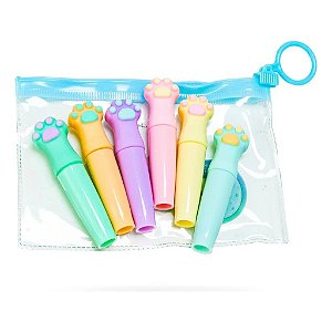 Conjunto de Canetas Coloridas com Pata de Gato