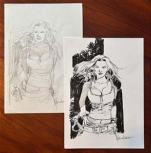 Arte Original Pirata Publicada no Artbook Vol 3 + estudo