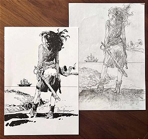 Arte Original Pirata Publicada no Artbook Vol 3 + estudo