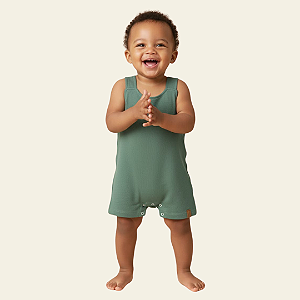 Macacão Infantil Nini & Bambini – Verde Musgo em Malha Confortável - Tamanho M - Baby