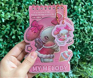 Caderno de Adesivos Turma Sanrio/Kuromi Hello Kitty My Melody Bloco de notas Fofa Kawaii