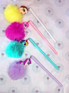 Caneta pompom unicórnio
