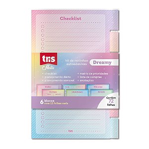 Kit de Notas Autoadesivas To Do List Holic Dreamy - 125mm X 100mm -Polybag C/72 Folhas - Tris