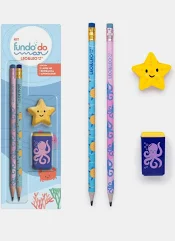 kit Escolar Fundo do Mar 4 peças - LEO E LEO