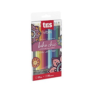 Lápis de Cor Vibes - Tons Boho Chic - 12 Cores + 1 Lápis 6B - Tris