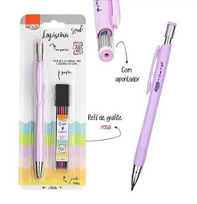 lapiseira 2.0MM COM 6 GRAFITES - BLISTER C/ 1UN (ROSA PASTEL) - BRW