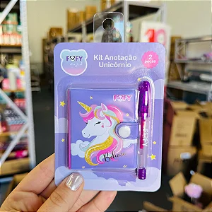 Kit de Anotação Unicórnio - KIT 2 PEÇAS - FOFY