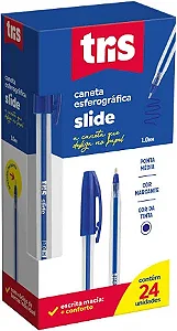 Caneta Esferográfica AZUL SLIDE 1.0MM - UND - TRIS