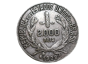 Moeda 2000 Réis 1928 Mocinha SOBERBA/FC