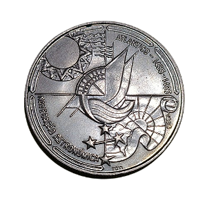 Moeda 100 Escudos Portugal 1990 - Série Descobrimentos - A Conquista do Atlântico - Navegação Astronómica