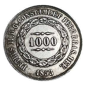 Moeda de 1000 Réis - Ano 1853 - Império do Brasil