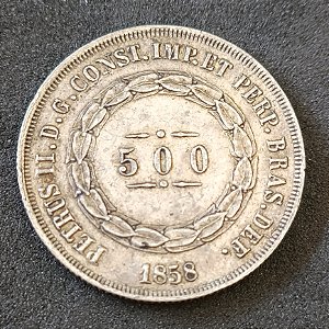 Moeda 500 Réis 1858 Prata 0.900 - Império do Brasil