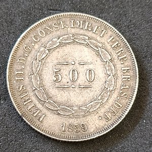 Moeda 500 Réis 1859 Prata 0.900 - Império do Brasil