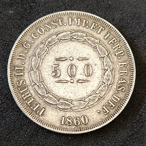 Moeda 500 Réis 1860 Prata 0.900 - Império do Brasil