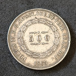 Moeda 500 Réis 1865 Prata 0.900 - Império do Brasil