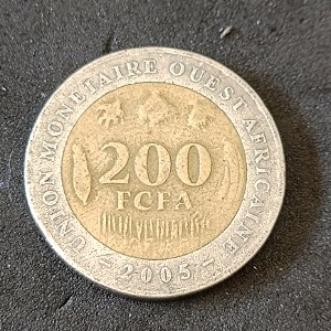 Moeda de 200 Francos da África Ocidental - Ano 2005