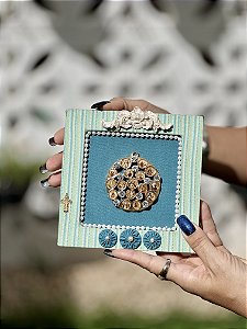 Mini Quadro de Todos os Santos | 14cm x 14cm | Azul