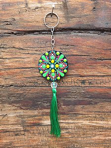 Chaveiro Mandala Ponto a Ponto – Pintado à Mão #001 | 19cm x 4cm