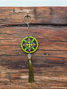 Chaveiro Mandala Ponto a Ponto – Pintado à Mão #006 | 19cm x 4cm
