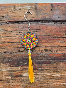 Chaveiro Mandala Ponto a Ponto – Pintado à Mão #007 | 19cm x 4cm