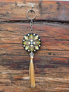 Chaveiro Mandala Ponto a Ponto – Pintado à Mão #008 | 19cm x 4cm