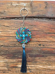 Chaveiro Mandala Ponto a Ponto – Pintado à Mão #009 | 19cm x 4cm