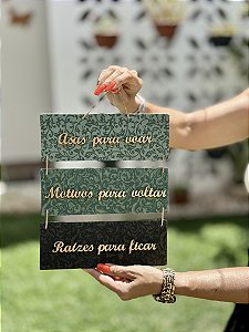 Trio Essência Verde – Painel em MDF com Frases | 30cm x 22cm