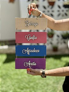 Quarteto Essência – Painel em MDF com Palavras Inspiradoras | 42cm x 22cm