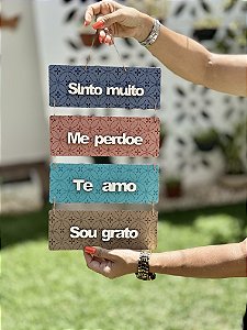 Quarteto Ho’oponopono – Painel em MDF com Frases | 42cm x 22cm