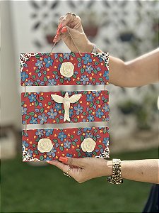 Trio Divino Flor de Chita – Painel em MDF | 32cm x 22cm