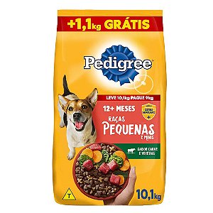 Ração Pedigree Cães Adultos Raças Pequenas e Minis Carne e Vegetais Leve 10,1 kg Pague 9 kg
