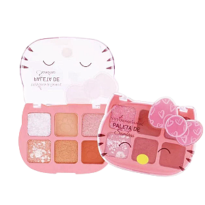 Paleta de Sombras Hello Kitty 6 Cores Glitter e Matte Alta Pigmentação