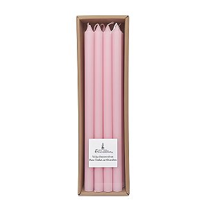 Vela par Castiçal Rosa 8 Unidades 26CM