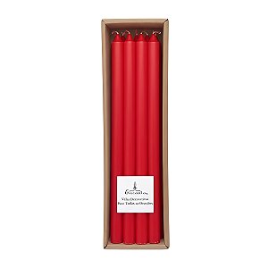 Vela Para Castiçal Vermelha 8 Unidades  26cm