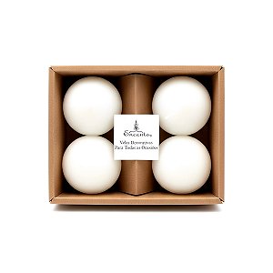 Velas Bola Branca 4 Unidades 6 Cm