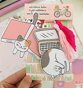 Kit com dois marcadores de Livro de gatinho